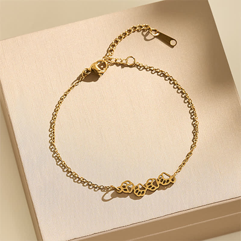 Buddha Stones Balance-Armband aus Titanstahl mit vier Katzenpfoten - image 2
