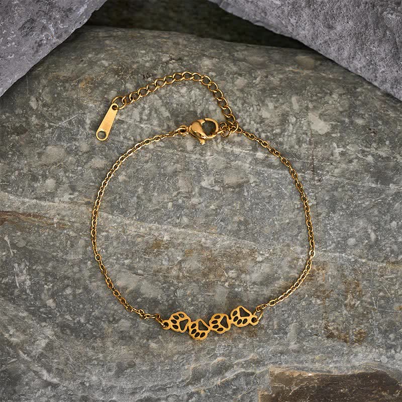 Buddha Stones Balance-Armband aus Titanstahl mit vier Katzenpfoten - image 1