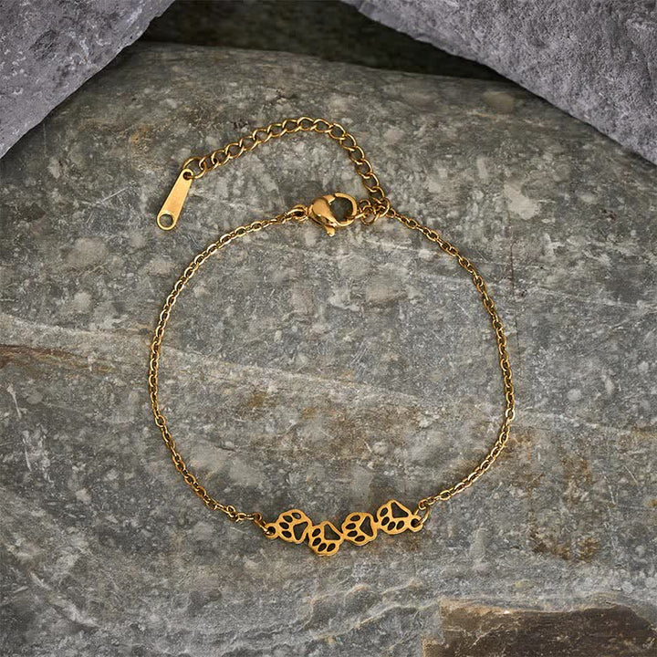 Buddha Stones Balance-Armband aus Titanstahl mit vier Katzenpfoten - image 1