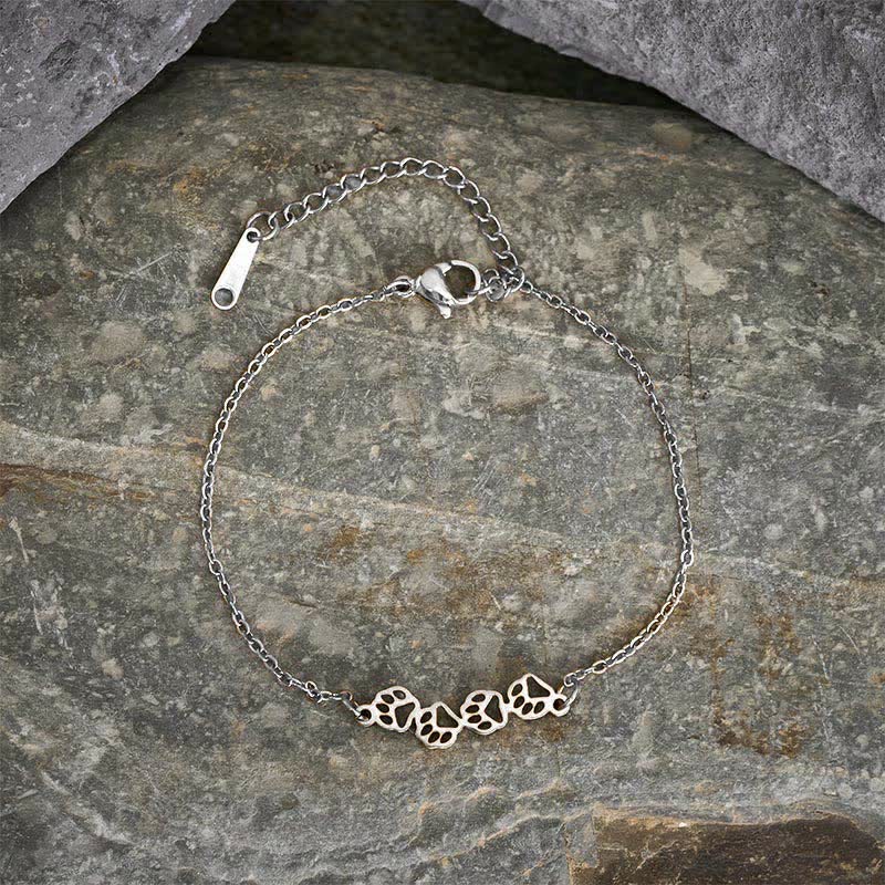 Buddha Stones Balance-Armband aus Titanstahl mit vier Katzenpfoten - image 4
