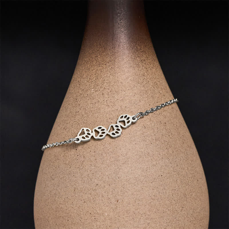 Buddha Stones Balance-Armband aus Titanstahl mit vier Katzenpfoten - Silberfarben (Handgelenkumfang: 17–22 cm) - image 3