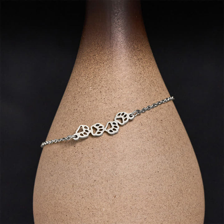 Buddha Stones Balance-Armband aus Titanstahl mit vier Katzenpfoten - Silberfarben (Handgelenkumfang: 17–22 cm) - image 3