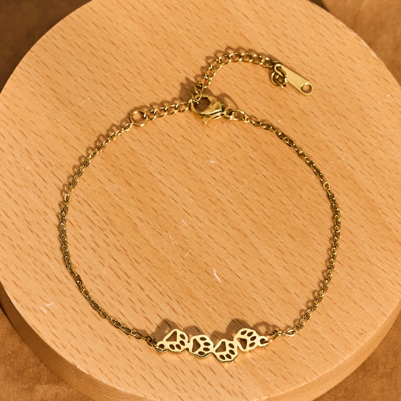 Buddha Stones Balance-Armband aus Titanstahl mit vier Katzenpfoten - image 8