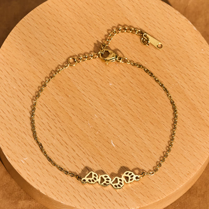 Buddha Stones Balance-Armband aus Titanstahl mit vier Katzenpfoten - image 8
