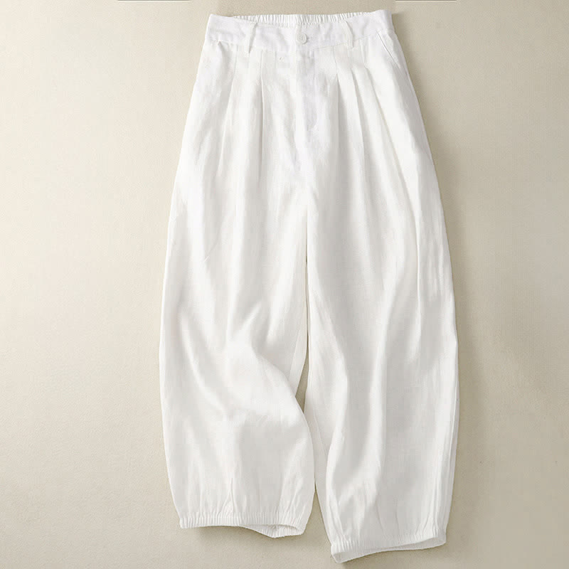 Buddha Stones Lässige, minimalistische Caprihose mit Knopfleiste für Damen, einfarbig, mit Tasche - Elfenbein - US 8-10, UK/AU 12-14, EU 40-42 (2XL) - image 16