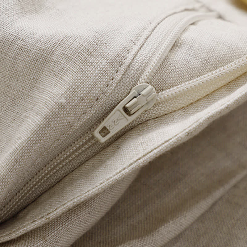 Buddha Stones Lässige, minimalistische Caprihose mit Knopfleiste für Damen, einfarbig, mit Tasche - image 3