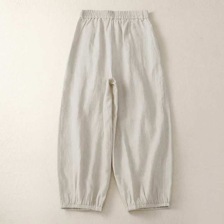 Buddha Stones Lässige, minimalistische Caprihose mit Knopfleiste für Damen, einfarbig, mit Tasche - image 1