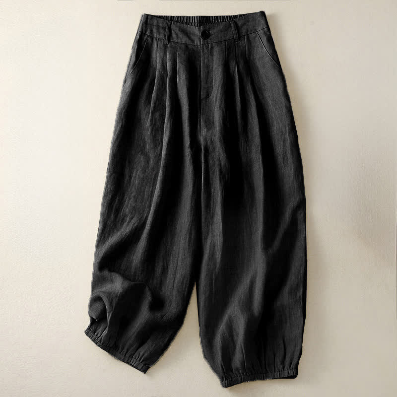 Buddha Stones Lässige, minimalistische Caprihose mit Knopfleiste für Damen, einfarbig, mit Tasche - Schwarz - US 8-10, UK/AU 12-14, EU 40-42 (2XL) - image 9