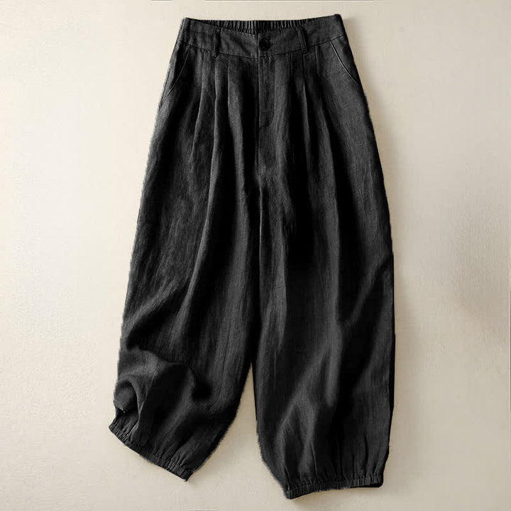 Buddha Stones Lässige, minimalistische Caprihose mit Knopfleiste für Damen, einfarbig, mit Tasche - Schwarz - US 8-10, UK/AU 12-14, EU 40-42 (2XL) - image 9