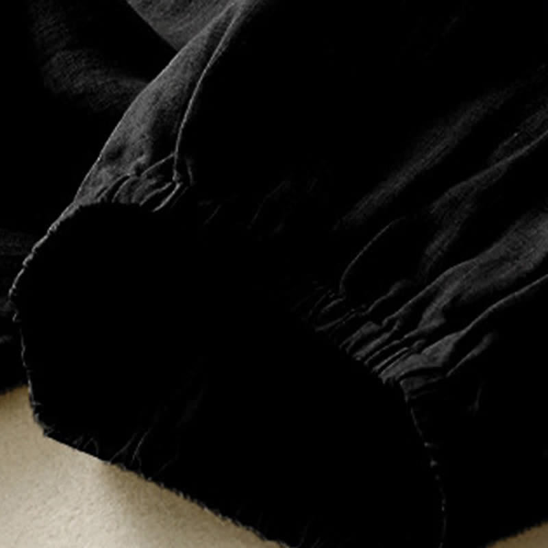 Buddha Stones Lässige, minimalistische Caprihose mit Knopfleiste für Damen, einfarbig, mit Tasche - image 12