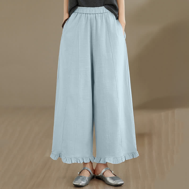 Buddha Stones Sommer-Freizeithose, minimalistisch, einfarbig, kurze Hose, Damenhose mit weitem Bein und Tasche - image 5