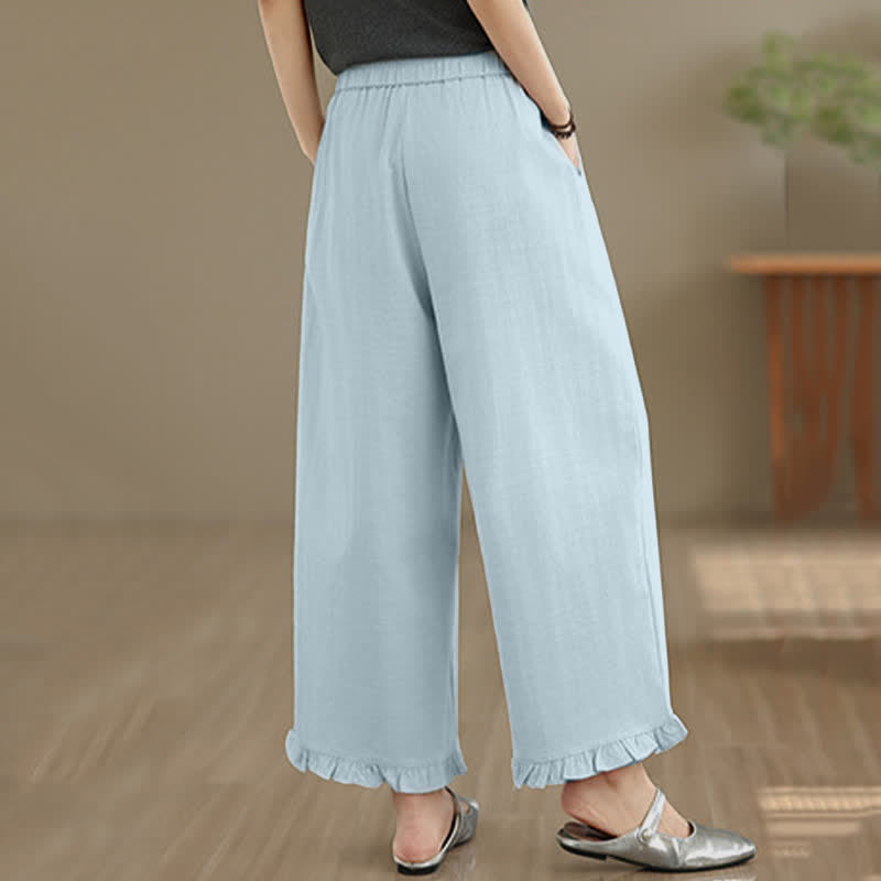 Buddha Stones Sommer-Freizeithose, minimalistisch, einfarbig, kurze Hose, Damenhose mit weitem Bein und Tasche - image 6