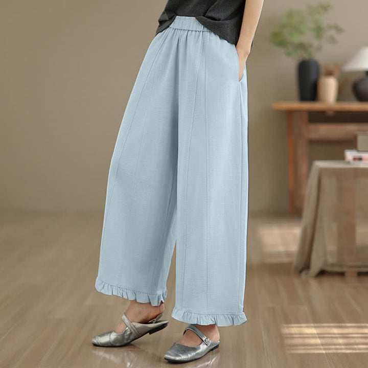 Buddha Stones Sommer-Freizeithose, minimalistisch, einfarbig, kurze Hose, Damenhose mit weitem Bein und Tasche - image 4