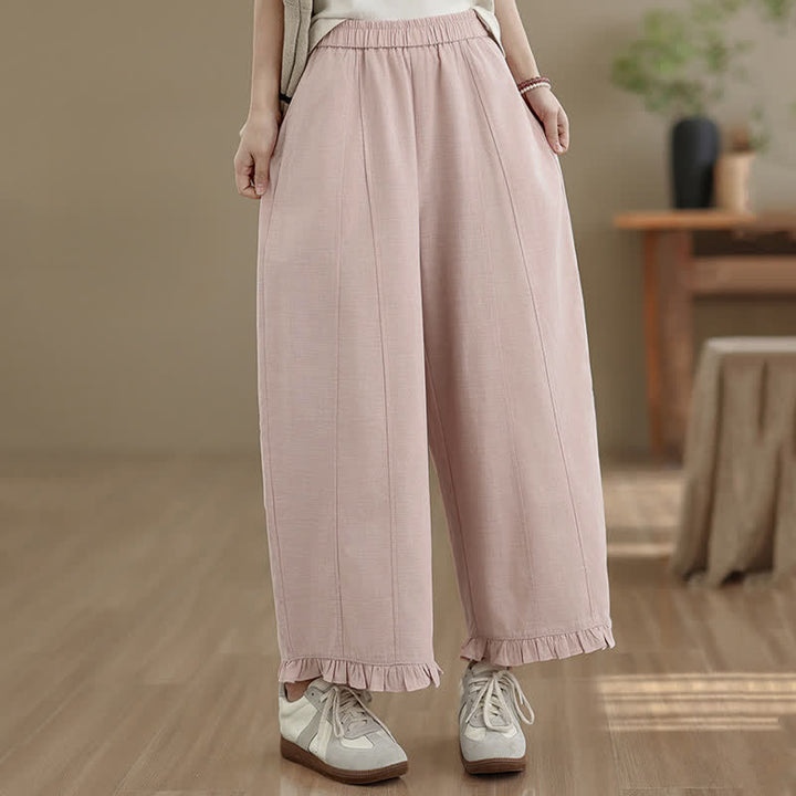 Buddha Stones Sommer-Freizeithose, minimalistisch, einfarbig, kurze Hose, Damenhose mit weitem Bein und Tasche - image 9