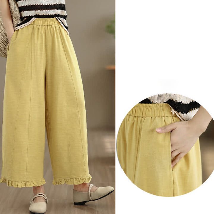 Buddha Stones Sommer-Freizeithose, minimalistisch, einfarbig, kurze Hose, Damenhose mit weitem Bein und Tasche - image 21