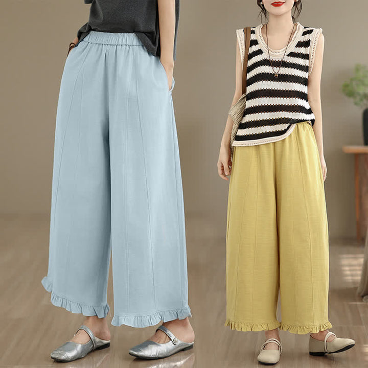 Buddha Stones Sommer-Freizeithose, minimalistisch, einfarbig, kurze Hose, Damenhose mit weitem Bein und Tasche - image 33