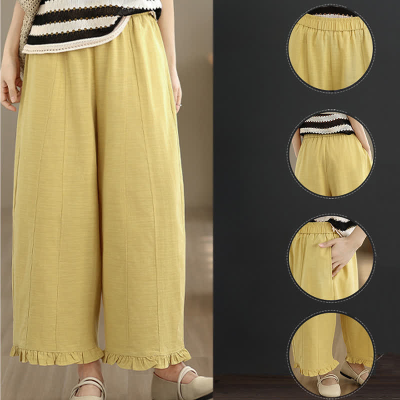 Buddha Stones Sommer-Freizeithose, minimalistisch, einfarbig, kurze Hose, Damenhose mit weitem Bein und Tasche - image 20