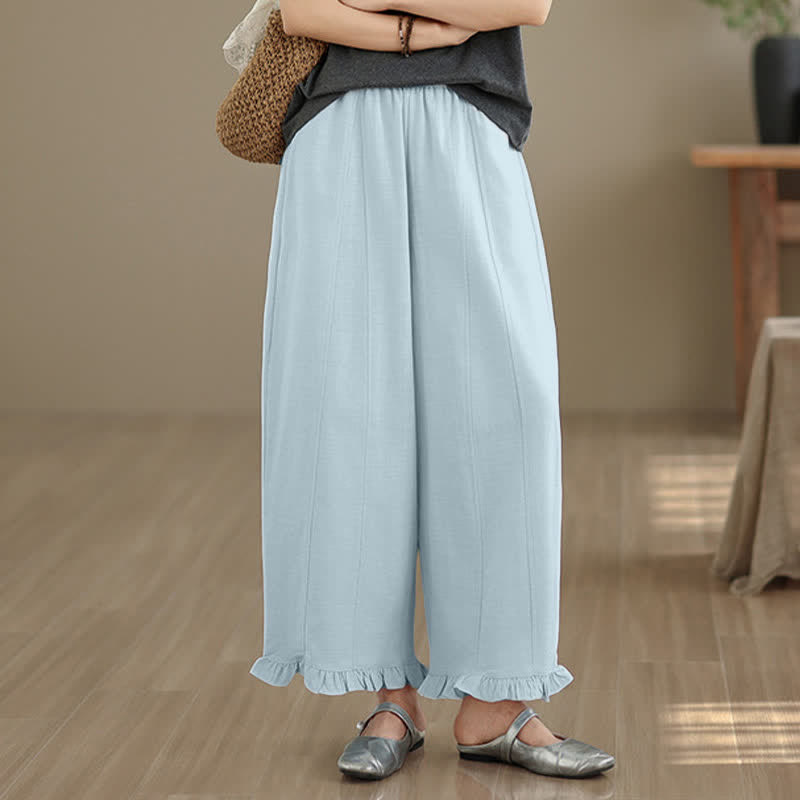 Buddha Stones Sommer-Freizeithose, minimalistisch, einfarbig, kurze Hose, Damenhose mit weitem Bein und Tasche - image 3