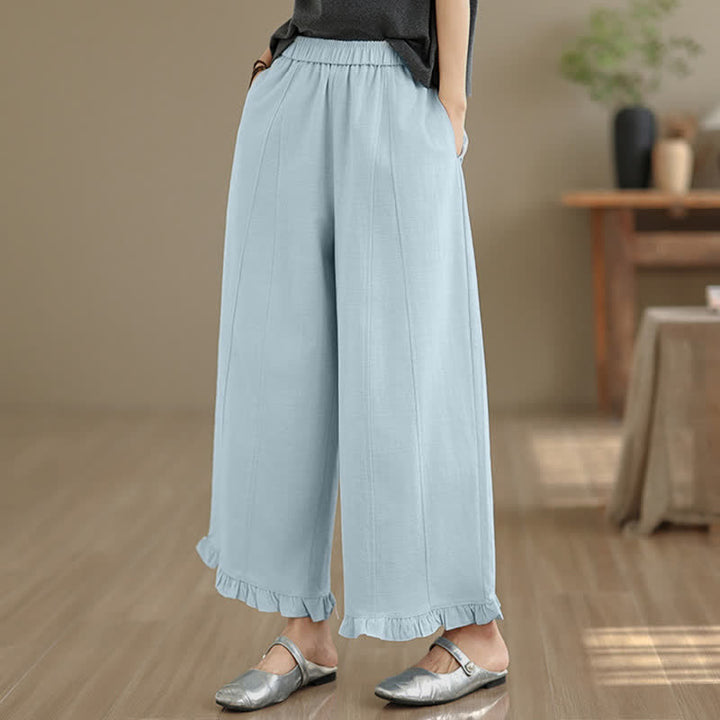 Buddha Stones Sommer-Freizeithose, minimalistisch, einfarbig, kurze Hose, Damenhose mit weitem Bein und Tasche - image 1