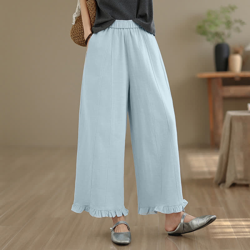 Buddha Stones Sommer-Freizeithose, minimalistisch, einfarbig, kurze Hose, Damenhose mit weitem Bein und Tasche - image 2