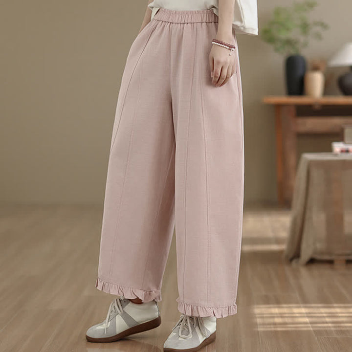 Buddha Stones Sommer-Freizeithose, minimalistisch, einfarbig, kurze Hose, Damenhose mit weitem Bein und Tasche - image 8