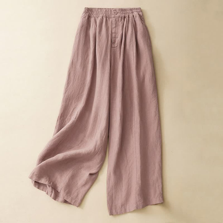 Buddha Stones Lässige, minimalistische Sommerhose mit Knopfleiste, einfarbig, knöchelhoch, weites Bein, mit Tasche - Hellrosa - US8-10, UK/AU12-14, EU40-42 (2XL) - image 0
