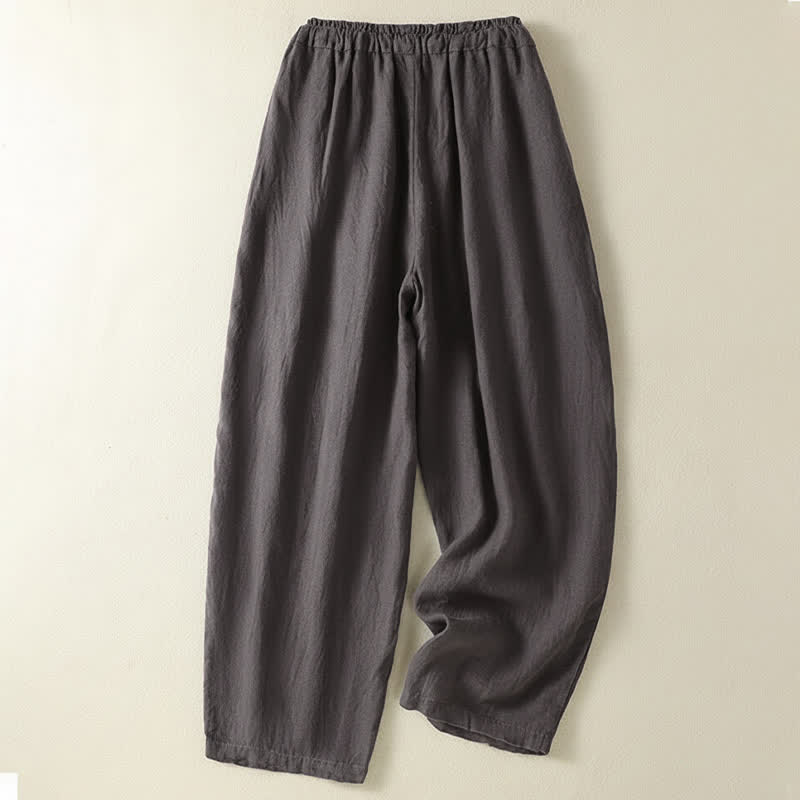 Buddha Stones Lässige Sommerhose aus Leinen mit Kordelzug, weitem Bein und Tasche - image 17