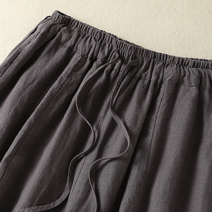 Buddha Stones Lässige Sommerhose aus Leinen mit Kordelzug, weitem Bein und Tasche - image 18