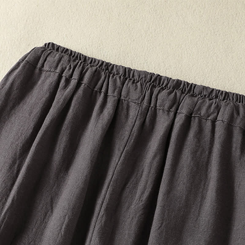 Buddha Stones Lässige Sommerhose aus Leinen mit Kordelzug, weitem Bein und Tasche - image 20
