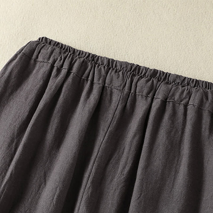 Buddha Stones Lässige Sommerhose aus Leinen mit Kordelzug, weitem Bein und Tasche - image 20