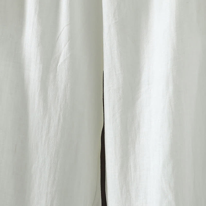 Buddha Stones Lässige, minimalistische Sommer-Ankle-Hose aus Baumwoll-Leinen-Mischgewebe mit Kordelzug, geradem Bein und Tasche - image 12