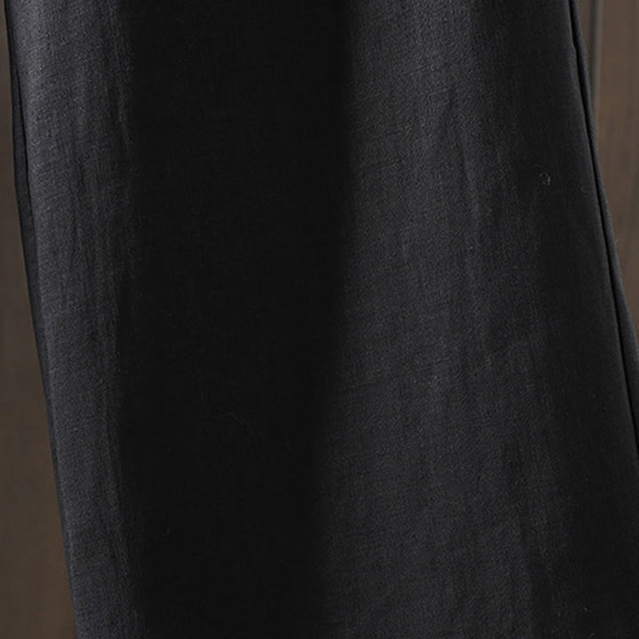 Buddha Stones Lässige, minimalistische Sommer-Ankle-Hose aus Baumwoll-Leinen-Mischgewebe mit Kordelzug, geradem Bein und Tasche - image 18
