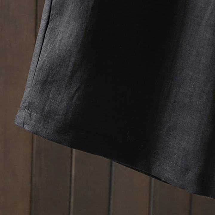 Buddha Stones Lässige, minimalistische Sommer-Ankle-Hose aus Baumwoll-Leinen-Mischgewebe mit Kordelzug, geradem Bein und Tasche - image 19