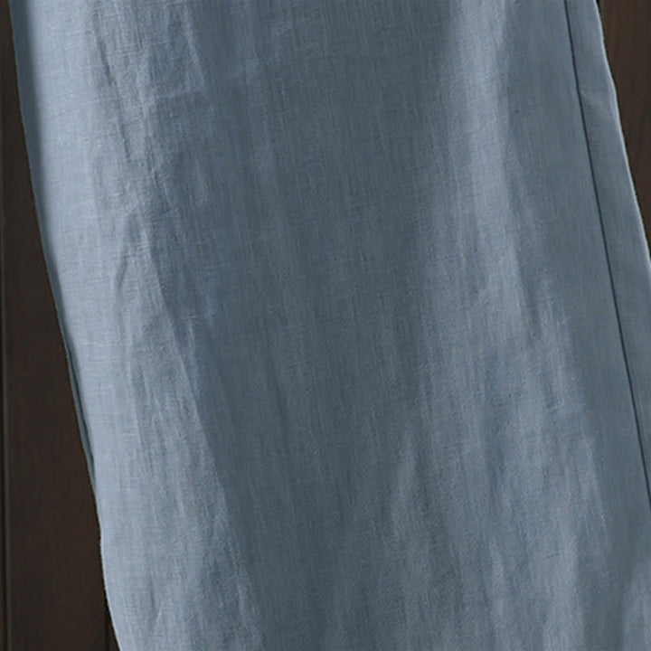 Buddha Stones Lässige, minimalistische Sommer-Ankle-Hose aus Baumwoll-Leinen-Mischgewebe mit Kordelzug, geradem Bein und Tasche - image 3