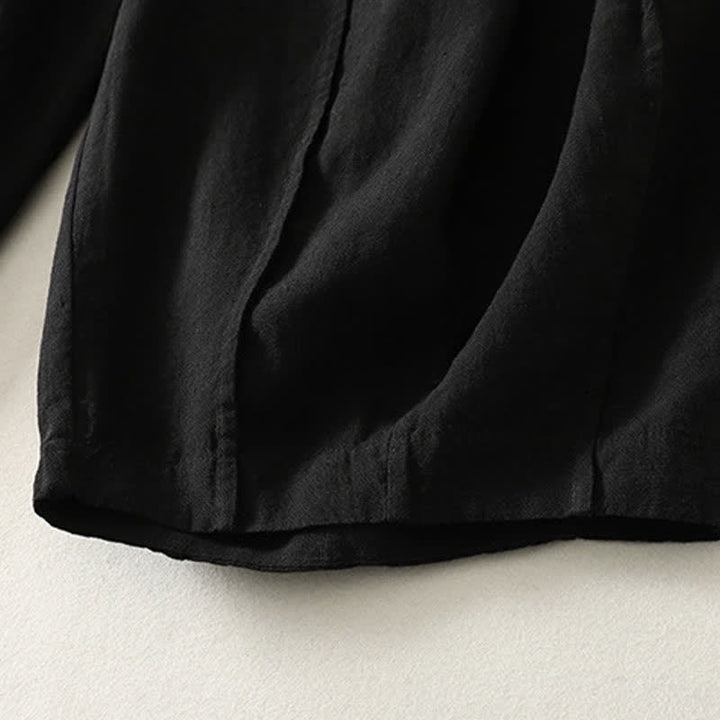 Buddha Stones Lässige, sommerliche Haremshose mit Kordelzug und Tasche aus einfarbigem Baumwoll-Leinen-Mischgewebe - image 10