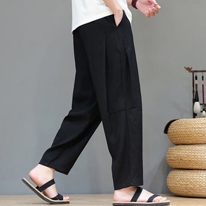 Buddha Stones Sommer-Freizeithose im minimalistischen Stil mit Kordelzug, einfarbig, knöchelhoch, gerades Bein, mit Tasche - image 22