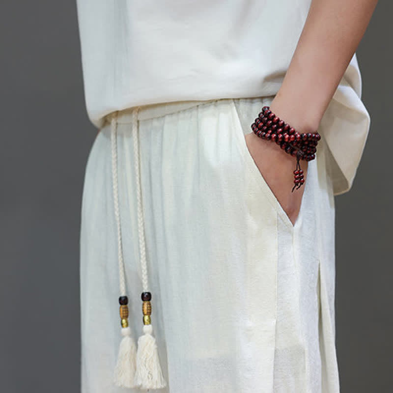 Buddha Stones Sommer-Freizeithose im minimalistischen Stil mit Kordelzug, einfarbig, knöchelhoch, gerades Bein, mit Tasche - image 17