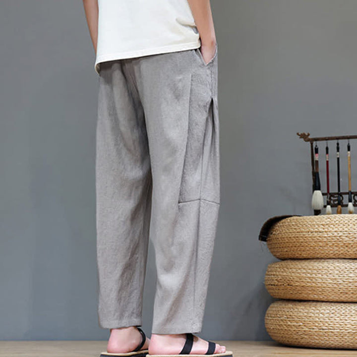 Buddha Stones Sommer-Freizeithose im minimalistischen Stil mit Kordelzug, einfarbig, knöchelhoch, gerades Bein, mit Tasche - image 8