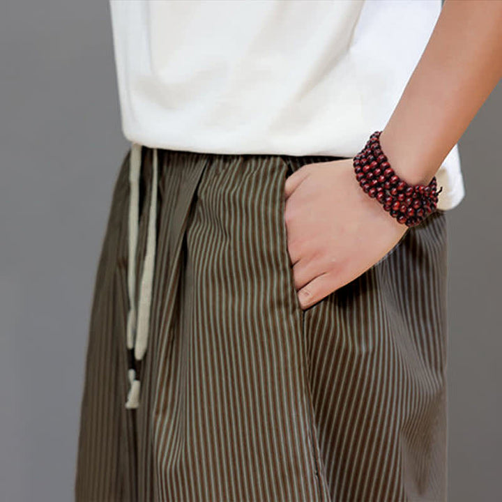 Buddha Stones Sommer-Freizeit-Caprihose mit Kordelzug und Streifenmuster, Herren-Haremshose mit Tasche - image 31