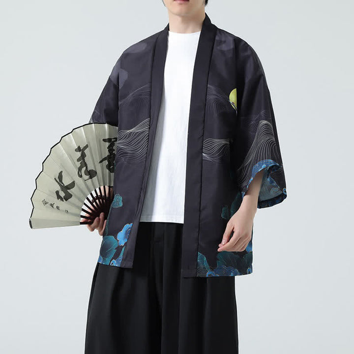 Buddha Stones Sommerliche, lässige Herrenkimonos mit Vintage-Kranichmuster - Berg - US/UK/AU48, EU58 (5XL) - image 24