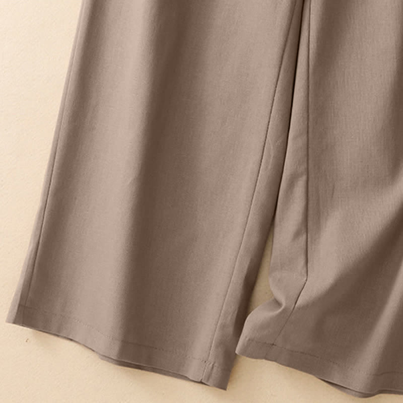 Buddha Stones Minimalistische, elegante, einfarbige, knöchellange Damenhose mit geradem Bein und Taschen - image 16
