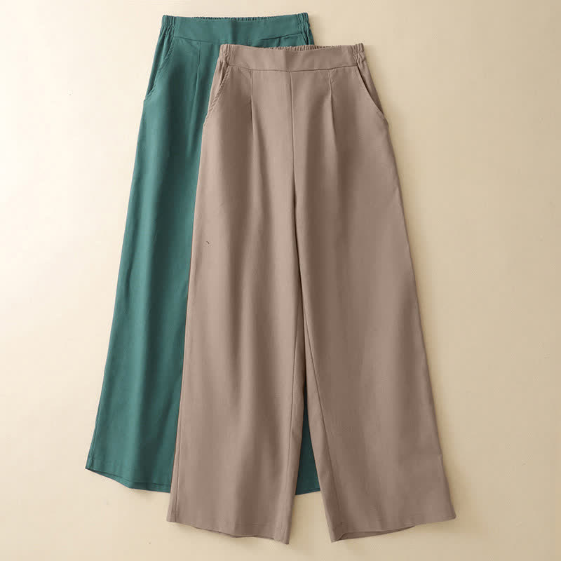 Buddha Stones Minimalistische, elegante, einfarbige, knöchellange Damenhose mit geradem Bein und Taschen - image 19