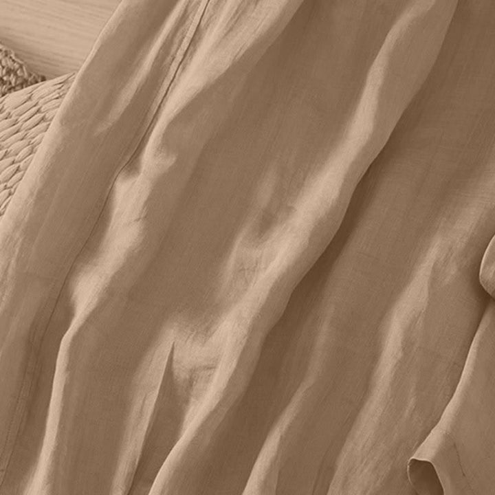 Buddha Stones Lässige Sommer-Caprihose im Boho-Stil mit Kordelzug, einfarbig, Damenhose mit weitem Bein und Taschen - image 3