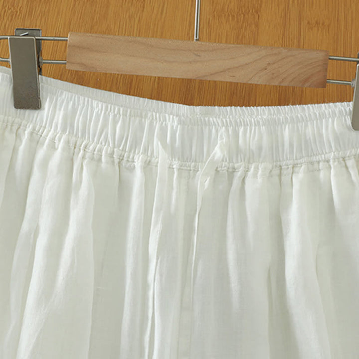 Buddha Stones Lässige Sommer-Caprihose im Boho-Stil mit Kordelzug, einfarbig, Damenhose mit weitem Bein und Taschen - image 42