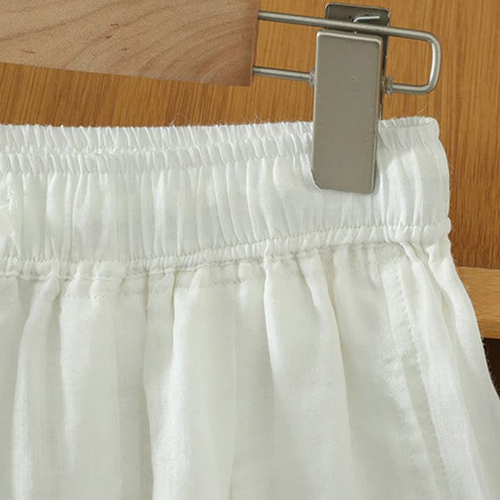 Buddha Stones Lässige Sommer-Caprihose im Boho-Stil mit Kordelzug, einfarbig, Damenhose mit weitem Bein und Taschen - image 44