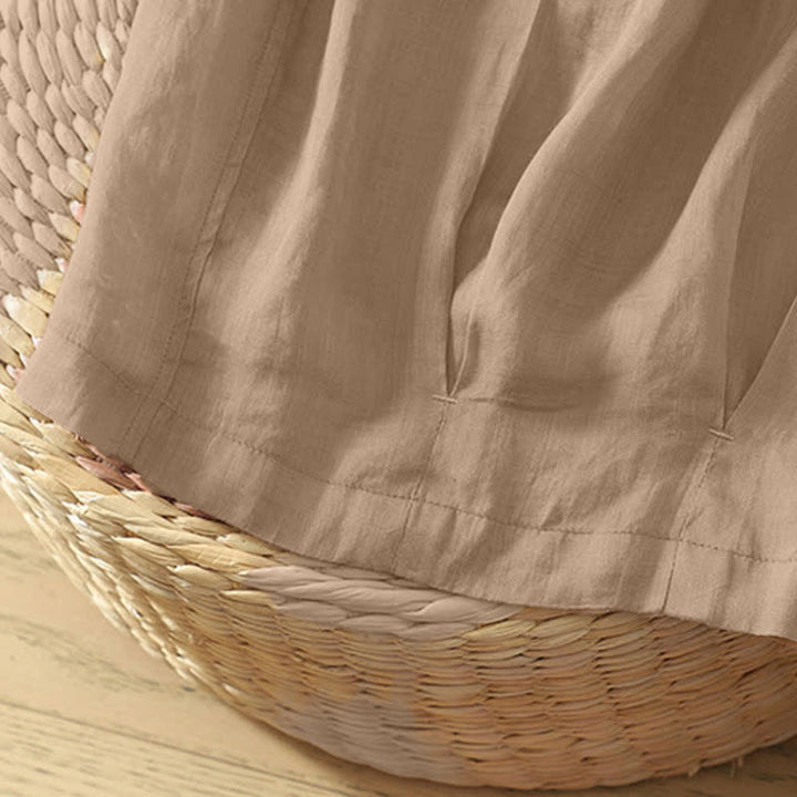 Buddha Stones Lässige Sommer-Caprihose im Boho-Stil mit Kordelzug, einfarbig, Damenhose mit weitem Bein und Taschen - image 4