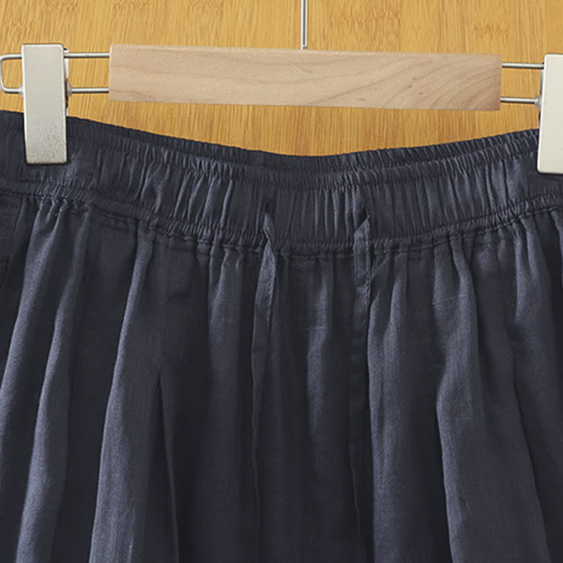 Buddha Stones Lässige Sommer-Caprihose im Boho-Stil mit Kordelzug, einfarbig, Damenhose mit weitem Bein und Taschen - image 12