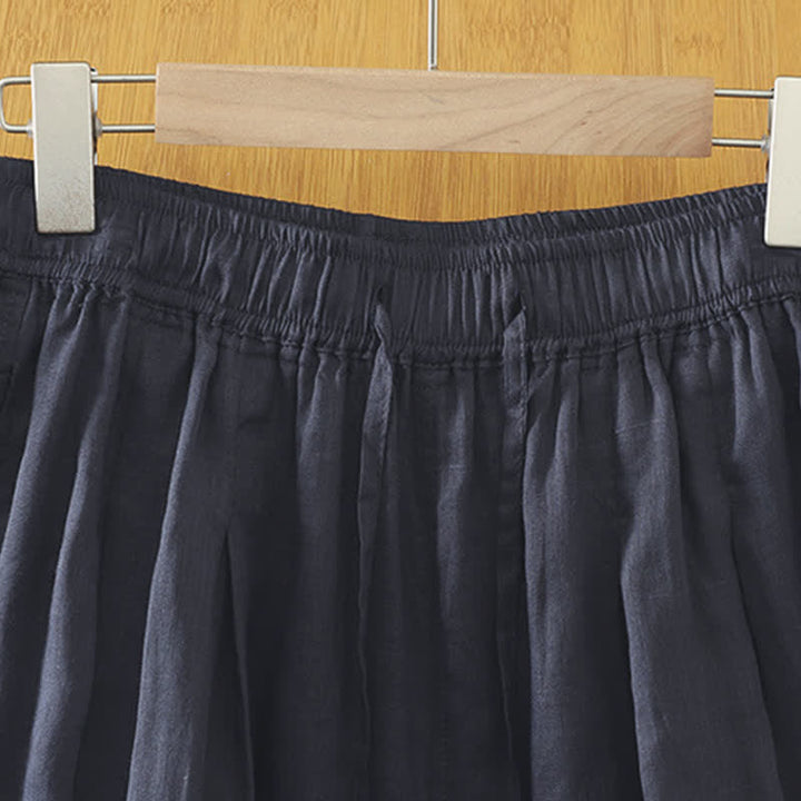 Buddha Stones Lässige Sommer-Caprihose im Boho-Stil mit Kordelzug, einfarbig, Damenhose mit weitem Bein und Taschen - image 12