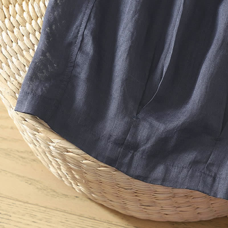 Buddha Stones Lässige Sommer-Caprihose im Boho-Stil mit Kordelzug, einfarbig, Damenhose mit weitem Bein und Taschen - image 13