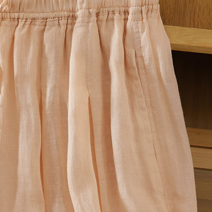 Buddha Stones Lässige Sommer-Caprihose im Boho-Stil mit Kordelzug, einfarbig, Damenhose mit weitem Bein und Taschen - image 36